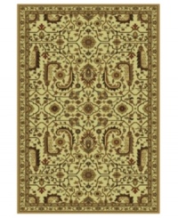 This traditionally styled rug from the St. Lawrence collection relies on timeless design to convey its stunning message. With an elaborate network of vines, blossoms and leaves woven into a tan field, the unique rug brings classic grace and elegance into your home.