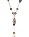 Chan Luu Plated Feather on Silver with Semi Precious Agate Stones Chain Necklace