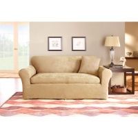 Sure Fit Stretch Suede 3-Piece Sofa Slipcover, Taupe