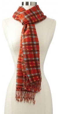 Echo Design Women's Plaid Pineapple Wrap, Terracotta, One Size