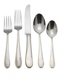 Waterford Ballet Ribbon Gold 18/10 Stainless Steel Flatware 5 Pc Place Set