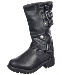 Eddie Marc Jett Motorcycle Boots (Toddler Girls Sizes 8 - 13) - black, 11 toddler