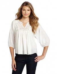 Rebecca Taylor Women's Tiles Embroidered Blouse, White, 10