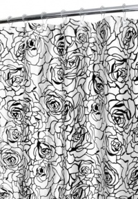 Park B. Smith Cabbage Rose Watershed Shower Curtain, White/Black