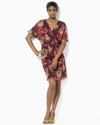 Airy flutter sleeves and vibrant florals imbue this flirty georgette dress with feminine charm.