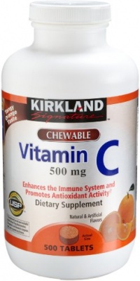 Kirkland Vitamin C (500 mg), 500-Count, Tangy Orange,  Chewable Tablets