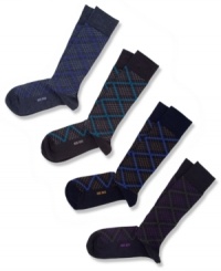 This classic patterned dress sock from Hugo Boss will give you some extra boardroom bravado.