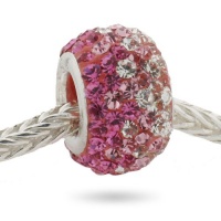 Ryssa925 SilverEdge Preciosa Crystal Charm (Pandora compatible) - Pink Sapphire & White Diamond Crystals