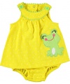 Carter's Girls 3-24 Months Polka Dotted Frog Sunsuit (9 Months, Yellow)