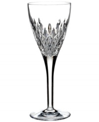 Waterford crystal is made even more radiant with the complex cuts of Monique Lhuillier's Arianne stemware. A sleek silhouette is rooted in a simply luminous and substantial base for a goblet that's beautifully balanced.