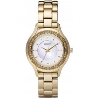 DKNY Gold-plated Bracelet Crystal Accents White Dial Women's watch #NY8135