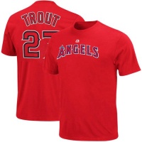 MLB Majestic Mike Trout Los Angeles Angels of Anaheim #27 Player T-Shirt - Red