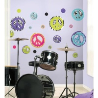 ROOMMATES RMK1860SCS Zebra Peace Signs Peel and Stick Wall Decals