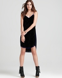 A strappy risk taker, this Rebecca Taylor dress features an edgy-chic burnout snake pattern and asymmetrical hem.