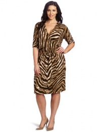 Jones New York Women's Plus-Size Half Sleeve Faux Wrap Dress