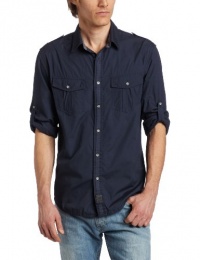 Calvin Klein Jeans Men's Solid Long Sleeve Military Shirt