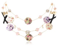 Betsey Johnson Mother of Pearl Flowers Disc Illusion Necklace, 19