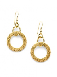 THE LOOKTiered hoop designMesh detail18k electroplated goldHook backTHE MEASUREMENTLength, about 2½ORIGINMade in Italy