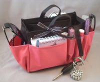 Jolie Black & Pink Handbag Purse Organizer Travel Cosmetic Make-Up Tote Insert Dimensions: L 7.5x H 6x W 3.5