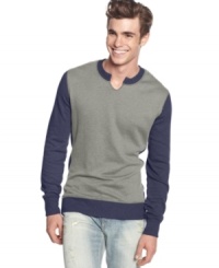 Add a modern edge to your layered look with this split neck sweater from Alternative Apparel.