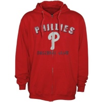 MLB Majestic Philadelphia Phillies Red Precision Play Full Zip Hoodie Sweatshirt