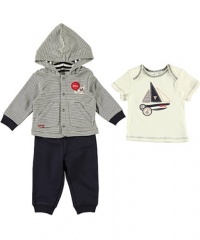 Guess Boating Baby 3-Piece Outfit (Sizes 0M -9M) - white/navy, 6 - 9 months