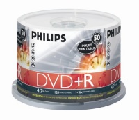 Philips 4.7GB 16X Inkjet Printable DVD+R (50pk Spindle, White)