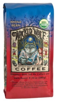 Raven's Brew Whole Bean Organic Wicked Wolf, Dark Roast, 12-Ounce Bags (Pack of 2)