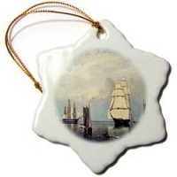 Painting Salem Harbor 1853 By Fitz Hugh Lane - 3 Inch Snowflake Porcelain Ornament