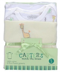 Carter's Watch the Wear Gentle Giraffe 2-Pack Unisex Gowns (Size 0-3M) - neutral, 0 - 3 months