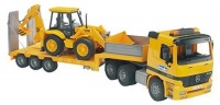 Bruder Toys MB Actros Low Loader Truck with Jcb 4Cx Backhoe Loader