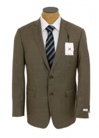 Calvin Klein Mens Tan Brown Shark Xtreme Slim Fit Wool Suit