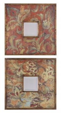 Uttermost 13621 19-Inch by 19-Inch Colorful Flowers Set of Two Mirrors