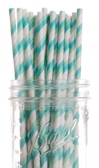 Dress My Cupcake Aqua and Green Polka Dot Paper Straws, 25-Pack