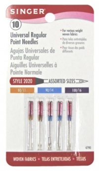 Singer 10-Pack Regular Point Machine Needles Assorted, 4 Size 80/11, 4 Size 90/14 and 2 Size 100/16