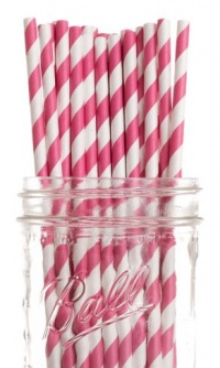 Dress My Cupcake Fuchsia Striped Paper Straws, 25-Pack