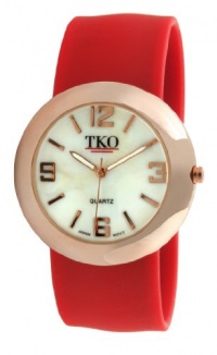 TKO ORLOGI Women's TK614-RRD Rose Gold Slap Metal Red Watch