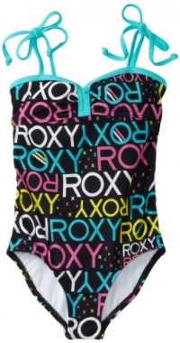 Roxy Kids Girls 2-6X Roxy Teenie Wahine Bandeau 1 Piece Swimsuit, New Black, 4