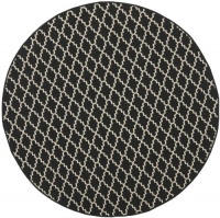 Safavieh Courtyard Collection CY6919-226 Black and Beige Indoor/Outdoor Round Area Rug, 5-Feet 3-Inch