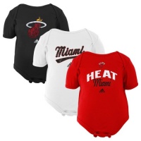 Miami Heat Infant Baby Adidas 3-Pack Creeper Set