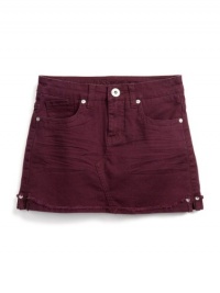 GUESS Kids Girls Overdye Denim Beverly Skirt, PLUM (8)