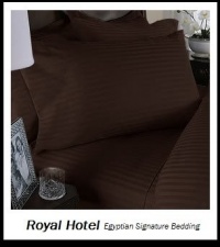 Royal Hotel's Striped Chocolate 800-Thread-Count 3pc Queen Duvet-Cover 100-Percent Egyptian Cotton, Sateen Striped