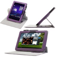 MoKo(TM) 360 Degree Rotating Cover Case for Asus Transformer Pad TF300, Purple (with Vertical and Horizontal Stand, Stylus Loop, and MicroSD Slot)