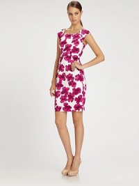 EXCLUSIVELY AT SAKS. Pretty painterly florals highlight this elegant frock tailored with a hint of stretch for a sleek, feminine fit.Square necklineExtended shouldersSet-in waistFlat frontCenter back zipperAbout 24 from natural waist97% cotton/3% spandexDry cleanMade in USA of imported fabricModel shown is 5'9 (175cm) wearing US size 4.