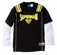 Superman Boys Long Sleeve 2-Fer Sports Jersey w/ Screen Print Logo