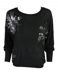 INC International Concepts Womens Dolman Sequin Flower Sweater