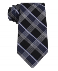 Proper plaid puts some zest into your workweek wardrobe with this DKNY silk tie.