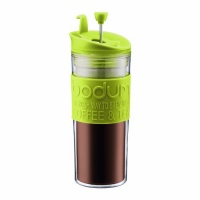 Bodum Double-Wall 16-Ounce Thermal Plastic Travel Coffee and Tea Press with Bonus Tumbler Lid, Green