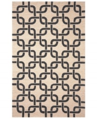 Chain-link chic! Liora Manne combines hand-hooking and hand-tufting techniques to achieve the rich, textural surface of this oatmeal and black indoor/outdoor rug from the Promenade collection. UV stabilized to minimize fading, the elegant and durable rug is sure to please. Hose off for easy cleaning.