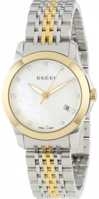 Gucci Women's YA126513 Gucci timeless Steel and Yellow PVD White Dial Watch